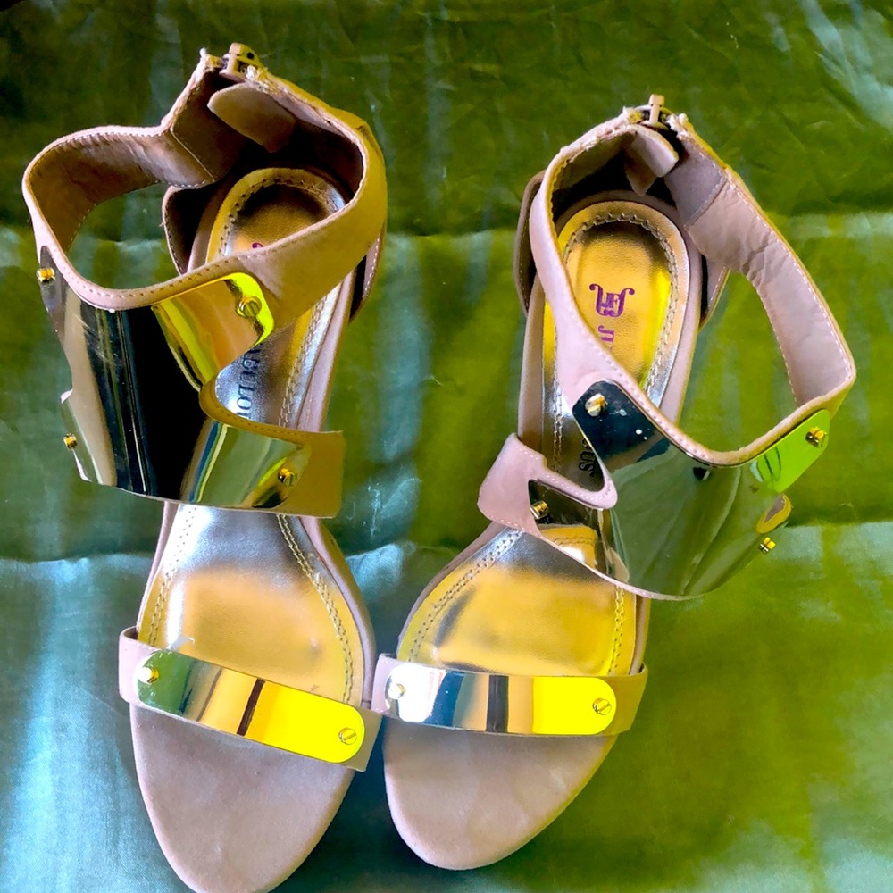 Just Fab, Metal Accented, Beige, Stilettos